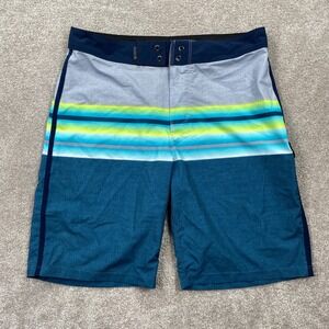 Hurley Striped Phantom Solace Swim Boardshorts Men's Size 30 Green Blue BV2190